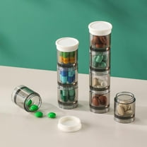 VOAVEKE Pills Organizer, Portable 3-Layer Sealed Organizer Removable Stackable Portable VC Organizer