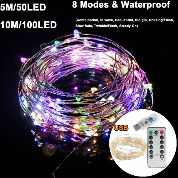 10M LED cadena de luces de Control remoto luces de hadas /8 modos de luces de navidad/Control remoto LED USB luz de hadas