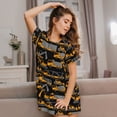 thumbnail image 3 of Vsdgher Motif Excavateur Jaune Chemise de Nuit à Manches Courtes Col Rond Mignonne Robe de Nuit Confortable, 3 of 6