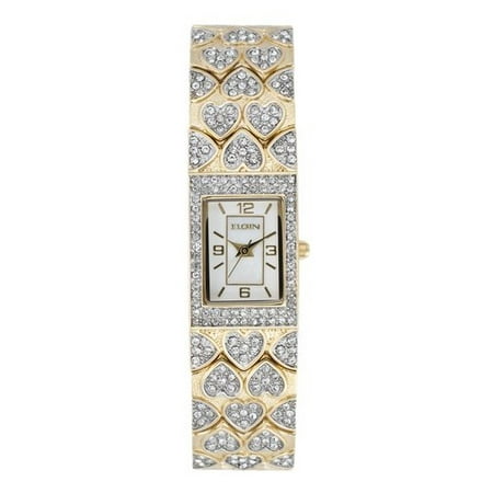 Heart Shaped Crystal Watches - Elgin Women's Heart Crystal Accented Watch
