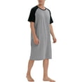 thumbnail image 5 of Youloveit Men's Nightshirt Short Sleeve Ultra-Soft Colorblock Print Nightgown Sleep T-shirt Cotton Robe Kaftan Thobe Long Gown Casual Shirt, 5 of 7