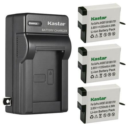 Kastar 3-Pack Battery and AC Wall Charger Replacement for Hero 6 HD Black HERO6 Silver Hero 6 HD Silver Hero 7 Action Camera HERO7 Black Hero 7 HD Black HERO7 Silver Hero 7 HD Silver Camera