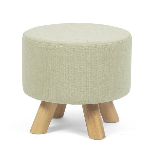 Joveco Round Ottoman Foot Rest Stool, Small Fabric Footstool with Non