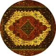 thumbnail image 1 of Ahgly Company Machine Washable Indoor Round Persian Yellow Traditional Area Rugs, 6' Round, 1 of 4