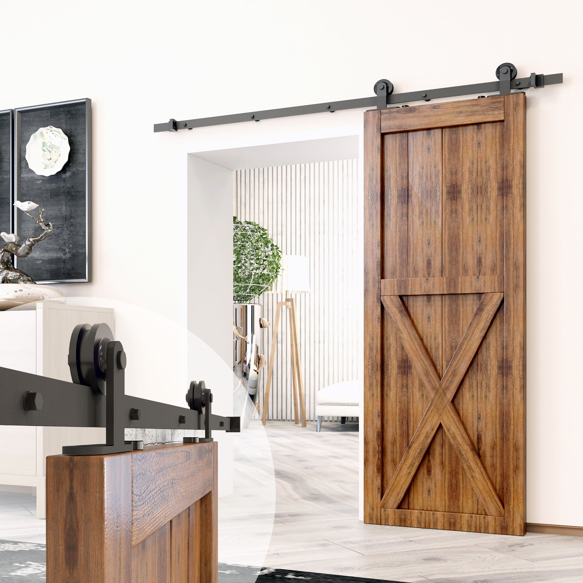 48-inch Black Rustic Sliding Barn Door Hardware Kit