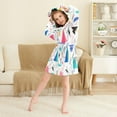 thumbnail image 3 of FORMRS Niños Bathrobe Unisex Hooded Robe Soft Plush Pajamas Sleepwear, Size 7-9T, Green Retro Triangles, 3 of 7