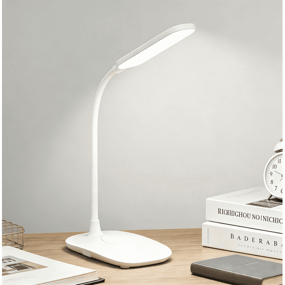 DKTIOP Led Desk Lamp for an Office in Home with Pen Holder - 3 Modes Dimmable LED Table Lamp with Flexible Gooseneck(White)