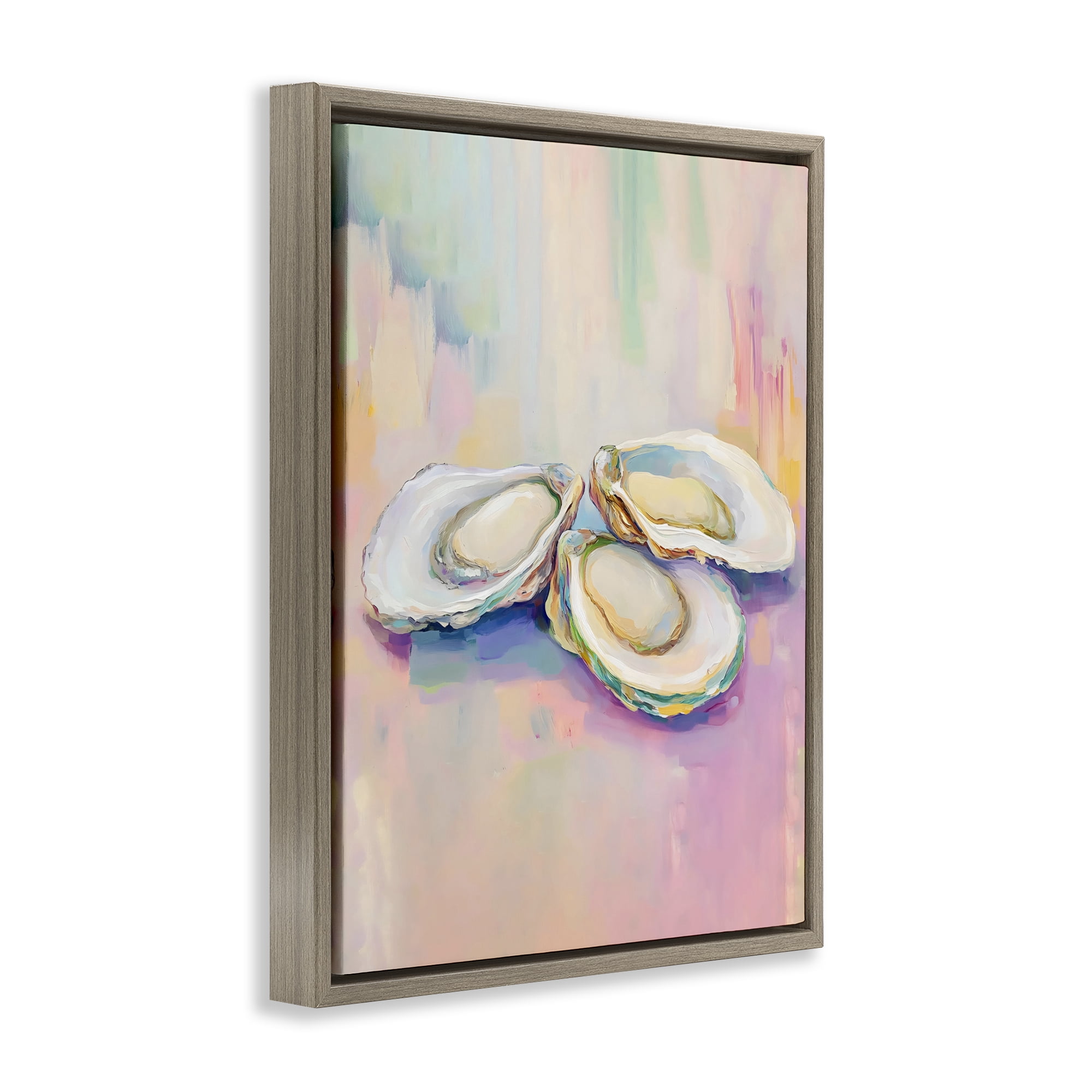 Stupell Industries Pastel Oysters Harmony Brown Framed Floater Canvas Wall Art, design by The Prints Vibe