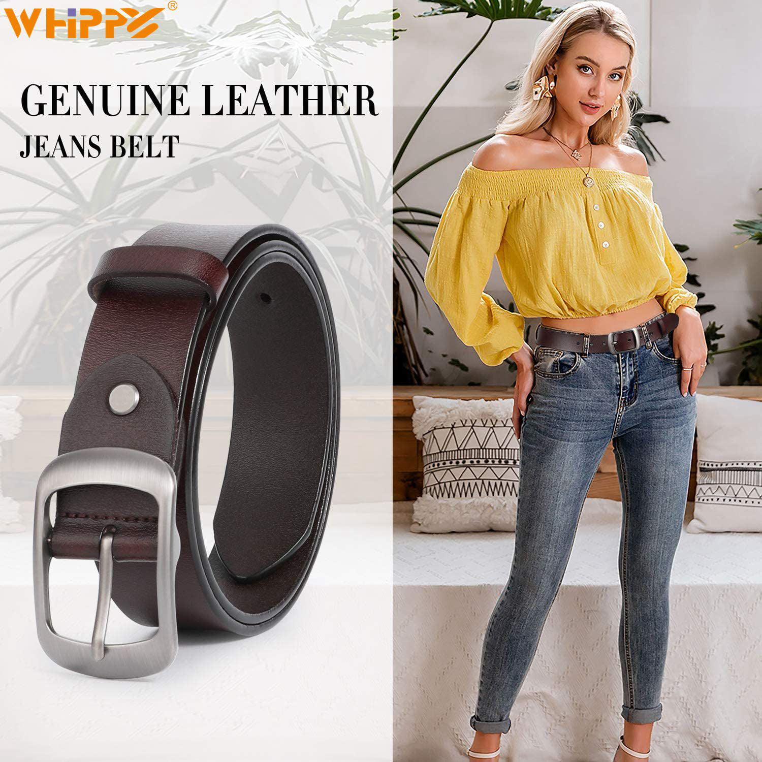 WHIPPY Set of 4 Women Skinny Belts Thin Leather Waist Belt with Square  Buckle for Pants Jeans Dresses, Black/Brown/Coffee/White, XS at   Women's Clothing store