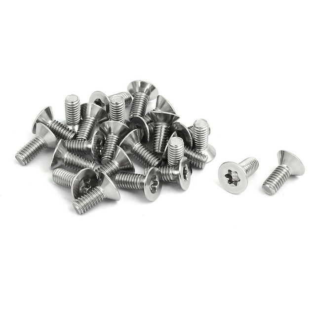 Tornillos sujetadores M4x10mm 316 de acero inoxidable completamente hilo cabeza plana torx 25 Pcs Unique Bargains