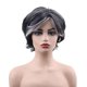 thumbnail image 4 of Pelucas Bob grises, peluca gris sal y pimienta para mujer, peluca de cabello humano corto con corte Pixie de parte lateral con peluca de pelo liso Remy sin pegamento, corte romo, negro mezcl, 4 of 4