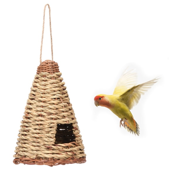 Rope Woven Bird Nest Natural Bird House Parakeet Nesting Cottage Hanging Parrot House Lifelike Bird Nest Garden Bird House Hanging Parrot Nest Delicate Bird House Bird Nests