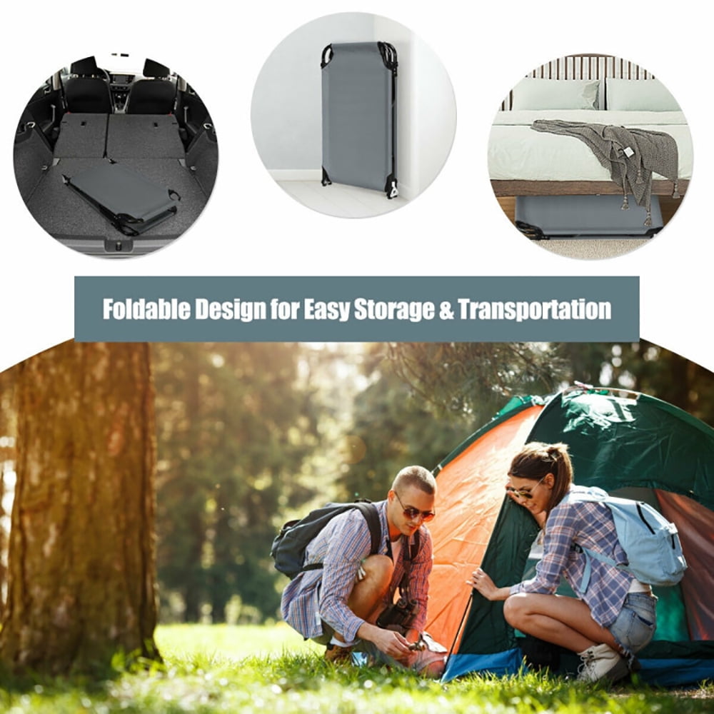 Aimee Lii Outdoor Folding Camping Bed for Sleeping Hiking Travel, Camping Cots for Adults, Gray