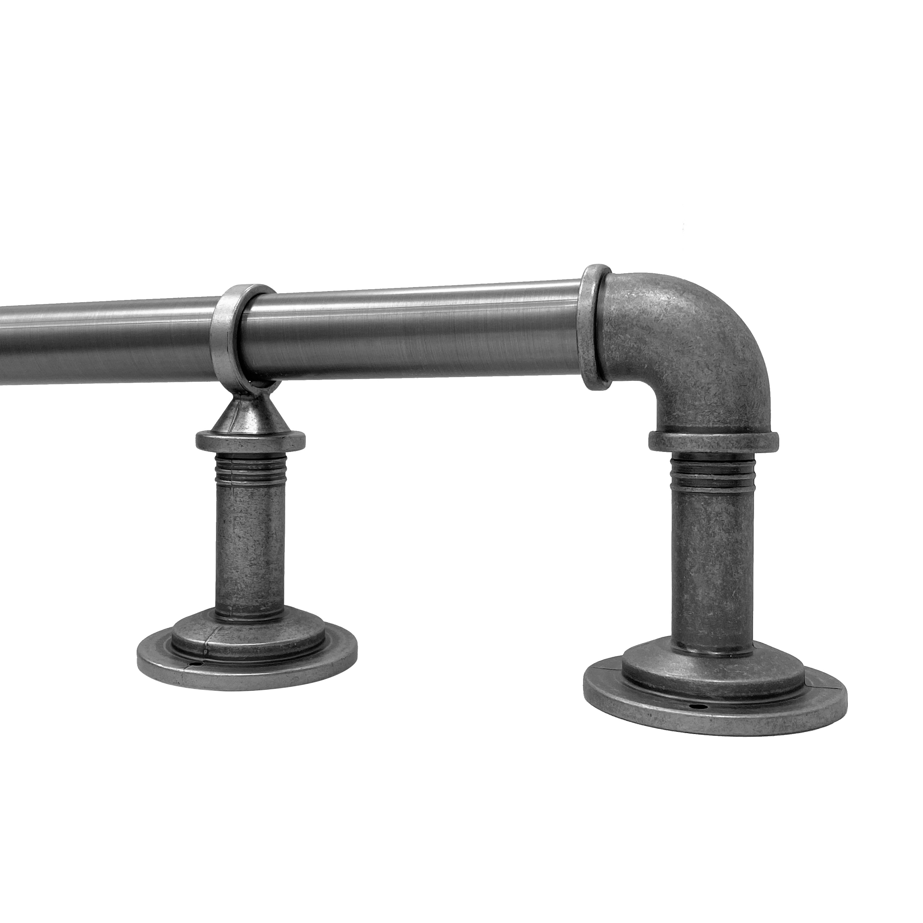 (2 pack) Better Homes & Gardens Industrial Pipe Wraparound Curtain Rod Set, 42 in to 120 in, Antique Nickel