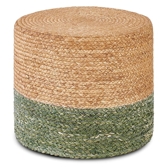 Handwoven Cattail Pouf Ottoman, Lightweight Durable Natural Jute Footrest, Versatile Vanity Stool Shoe Bench for Balcony Garden Living Room