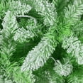 thumbnail image 6 of 6ft Pre-lit Snow Flocked Pencil Christmas Tree Fir Hinged Slim Corner Xmas Tree Holiday Decoration with 250 Incandescent Warm White Lights & 814 Snow Branch Tips, Green Gradien, 6 of 8