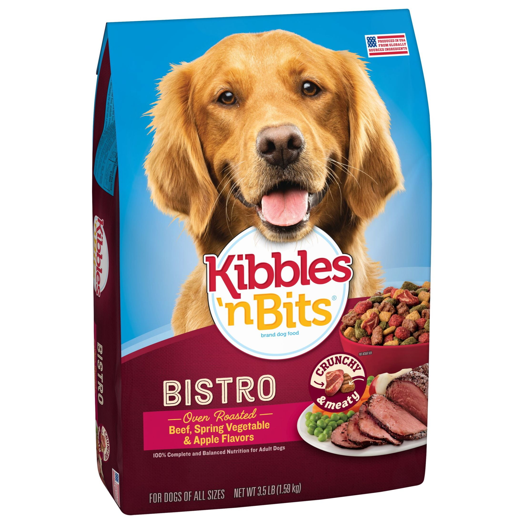 Kibbles 'n Bits Bistro Oven Roasted Beef, Spring Vegetable & Apple Flavors Dry Dog Food, 3.5 lb. Bag