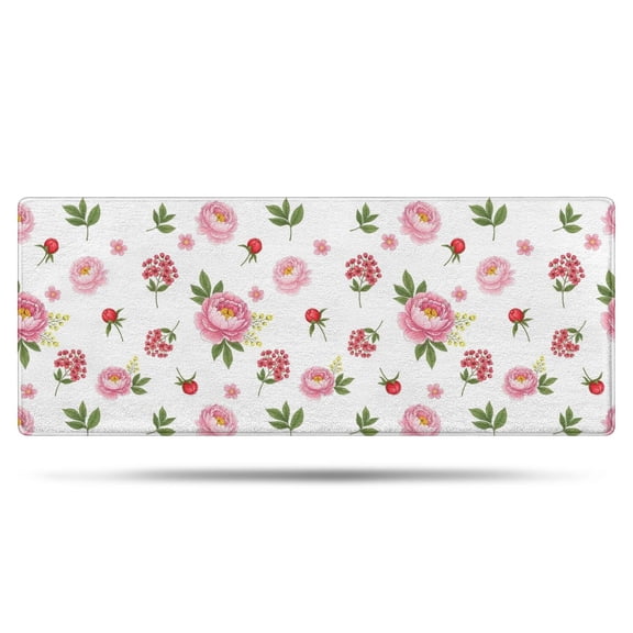 Pioneer Flower Floral Print Pattern Bathroom Rugs Mat, Non Slip Microfiber Bathroom Rug with Rubber Backing, Soft Mats for Bathroom Floor Tub Shower, 24"x60"
