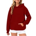 thumbnail image 1 of Timegard Sweatshirts for Women Drop Shoulder Hoodies Pullover Fall Winter Casual Solid Color Tops, 1 of 9