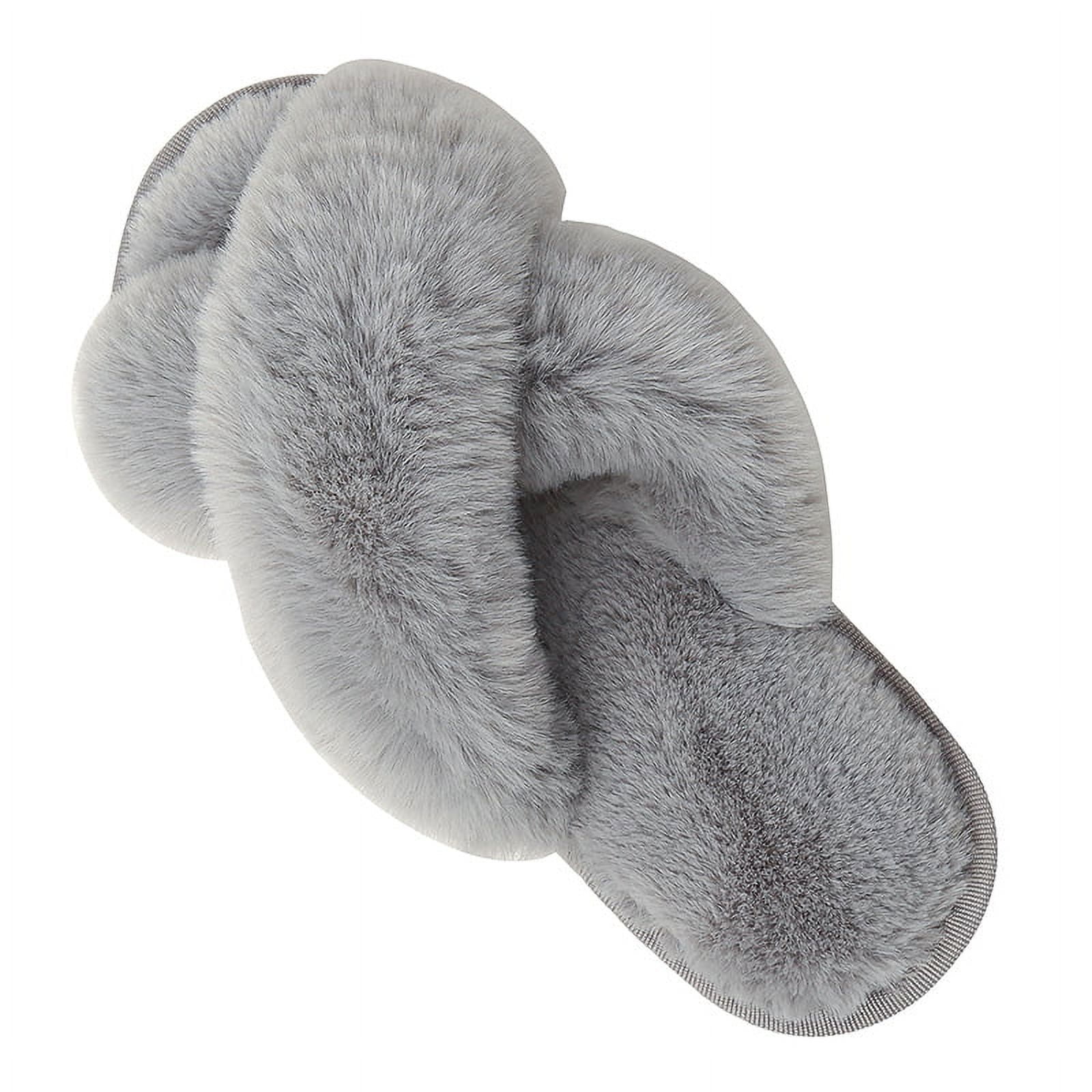 Chaussons Croisés Pour Femmes, Doux, En Peluche, Confortables, Bout Ouvert, Chaussures De Maison, Intérieur Extérieur, Fausse Fourrure De Lapin, Chauds, Confortables, Respirants