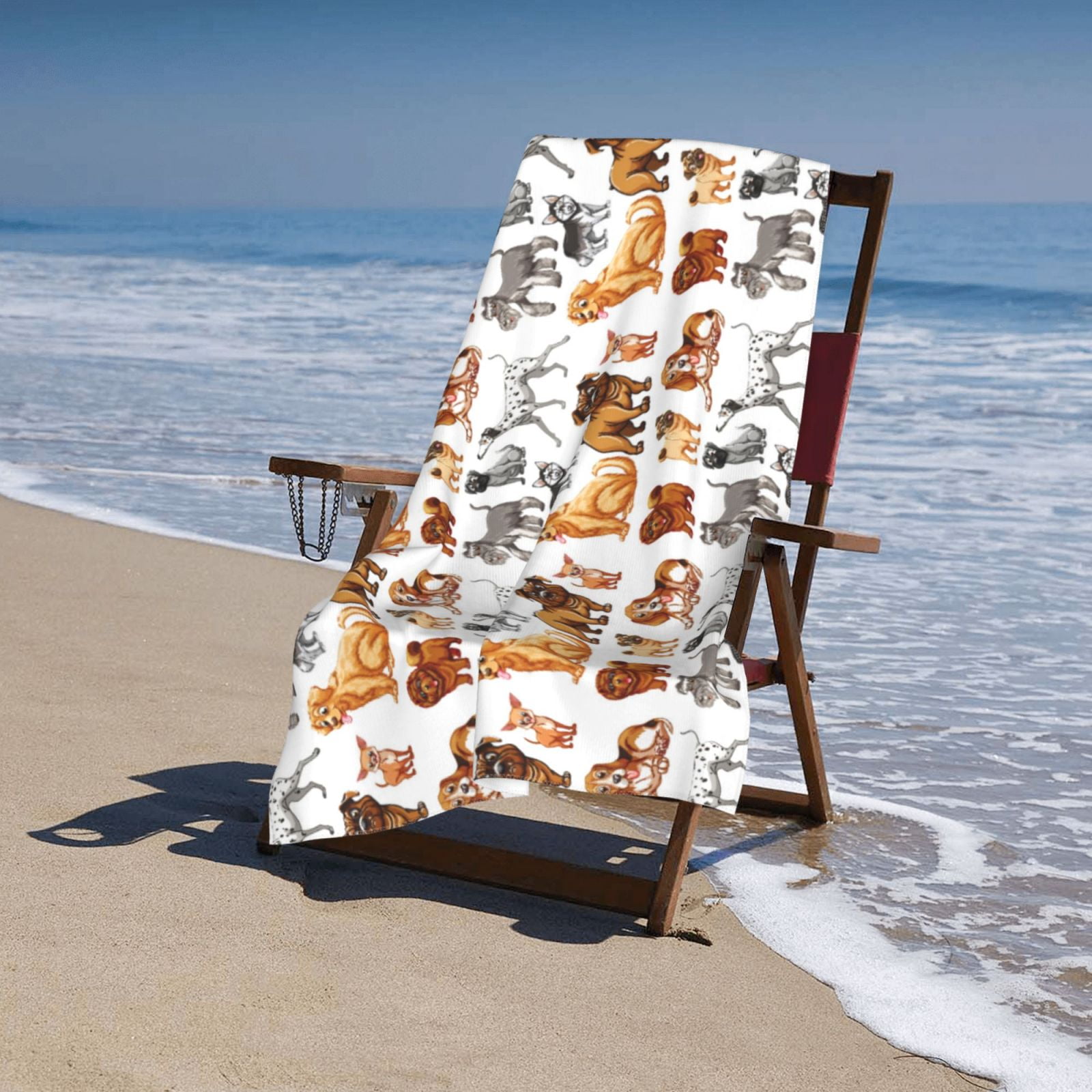 Cute Chihuahua Printed Microfiber Bath Towel - 32" X 52", Quick Dry, Ultra Absorbent, Lightweight For Beach, Travel, Gym & Bathroom