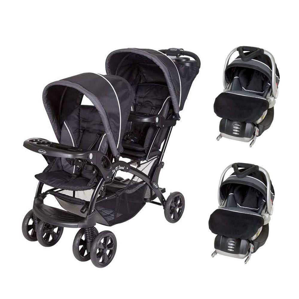 Baby Trend Double Sit N Stand Stroller + 2 FlexLoc Infant Car Seats ...