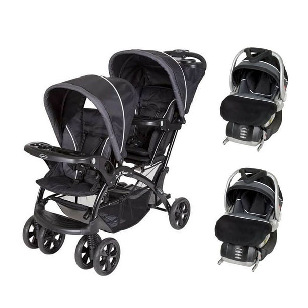 double infant stroller with car seat