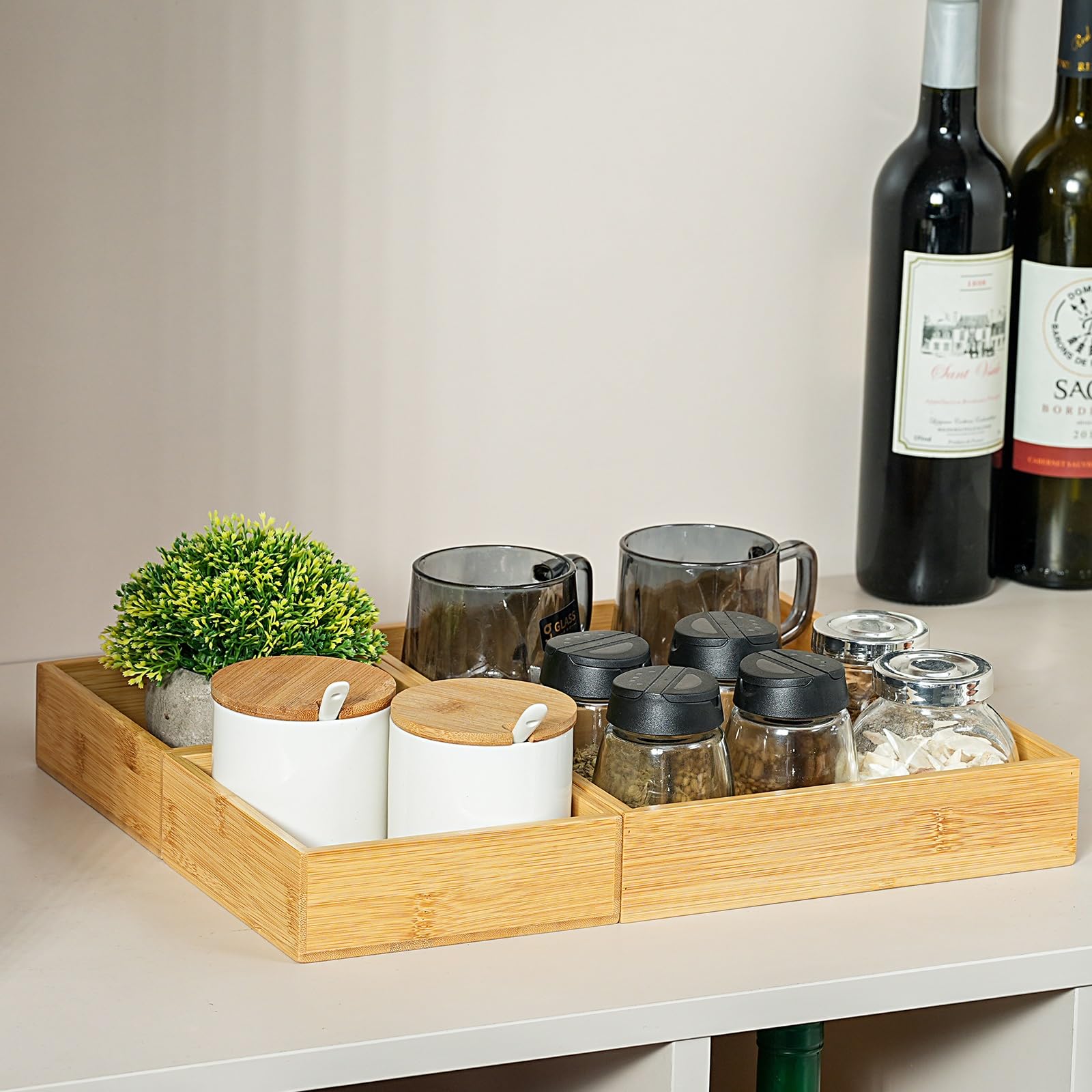 Drawer Organizer  Set Of 9 Wood Kitchen Makeup Desk Junk Tea Storage Boxes Bins For Cutlery Silverware Utensils Flatware Small Wooden Container Tray Bathroom Office