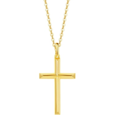 Yellow Rope 1mm FANCIME 925 Sterling Silver Two-Tone Cross Pendant Necklace with Black ...