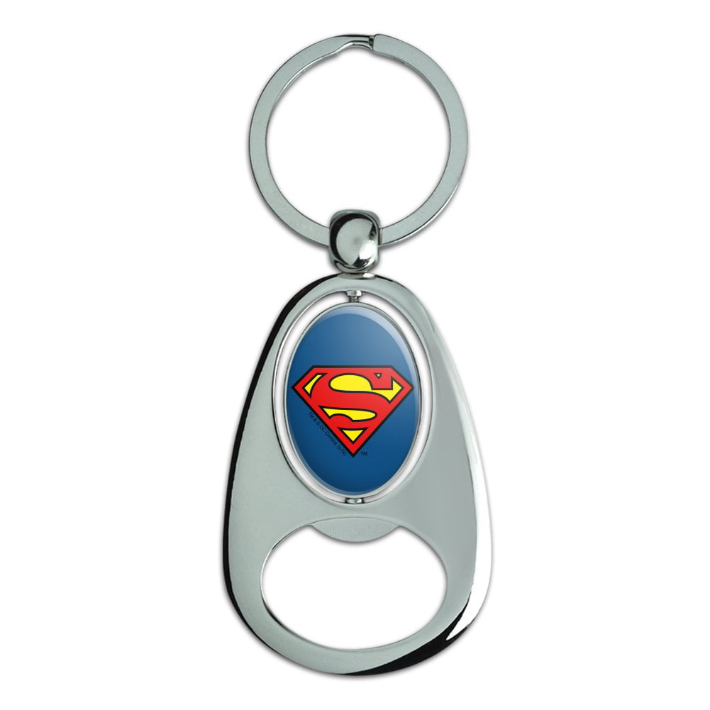 Superman Classic S Shield Logo Metal Pop Cap Bottle Opener Keychain 