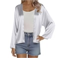 thumbnail image 2 of Fznquz Plain Cardigans for Women Trendy Long Sleeve Open Front Cardigan Silver Lightweight Casual Outerwear, 2 of 8