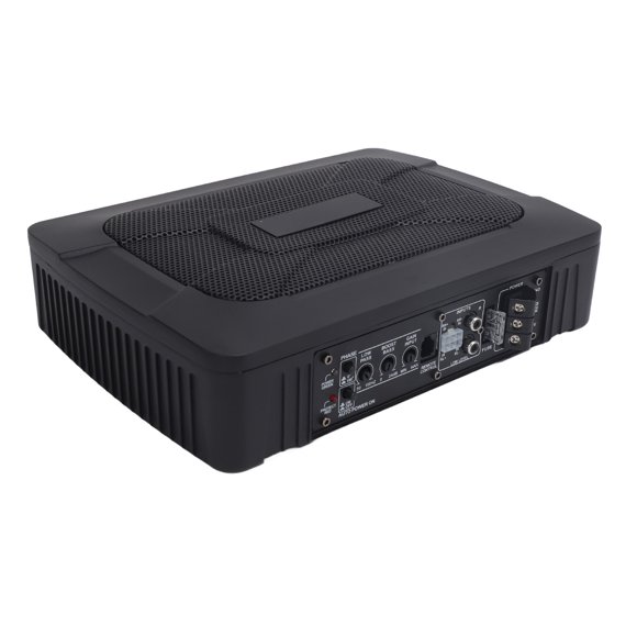 Compact Active Subwoofer, Remote Control Underseat Powered Subwoofer 6 X 9in 600W Peak Power 150W RMS for Car