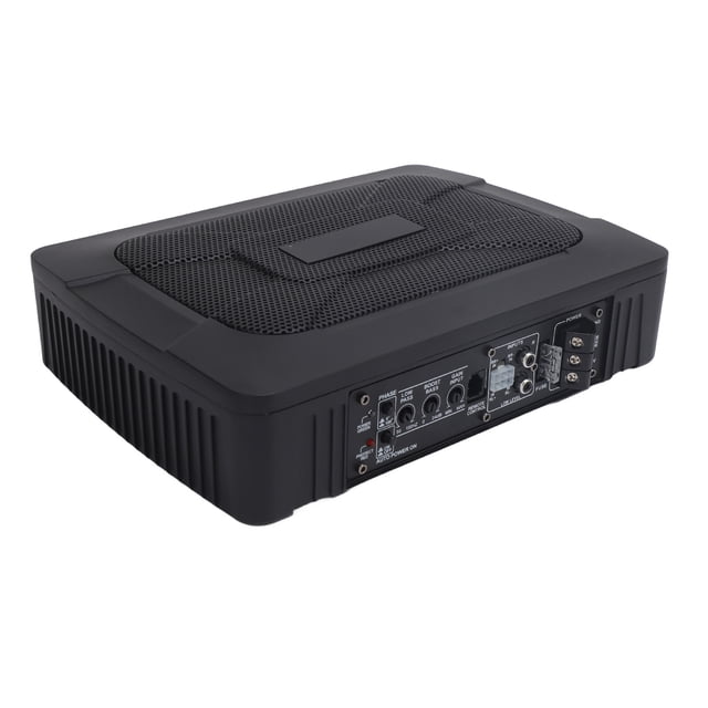 Compact Active Subwoofer, Remote Control Underseat Powered Subwoofer 6 X 9in 600W Peak Power 150W RMS for Car