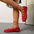 thumbnail image 6 of Xfvqtps Womens Ankle Tie Flats Suede Like Material Round Toe Comfortable Slip on Low Heel Casual Shoes Multiple Colors Red, 6 of 9