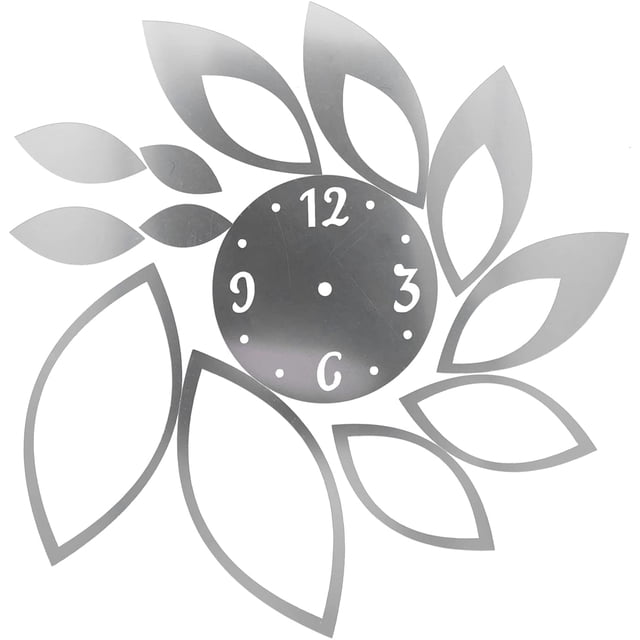 Pegatinas de reloj de pared, reloj de pared con espejo artesanal, decoración moderna para el hogar, sala de estar, pegatina de fondo (plateado) brillar Electrónica