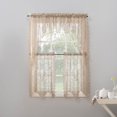 thumbnail image 4 of No. 918 Quinn Floral Lace Sheer Rod Pocket Kitchen Curtains, 58"x38", Oat, 4 of 5