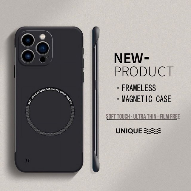 Ultra Thin Hard PC Magnetic Frameless Phone Case For Magsafe iPhone 15 14 Pro Max 13 12 Mini 11 Pro Max Matte Color Solid Cover