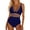 Navy, variant on XUELUO One Piece Swimsuit Women Summer Solid Color Strappy Push Up Padded Athletic Sports Vintage Swimsuits Bathing Suits,Orange,M
