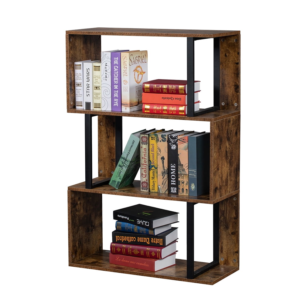 Lowestbest 3 Tier Display Shelf, S-Shaped Bookshelves, for Home, Office, Vintage Brown Industrial Style Lowestbest 3 Tier Display Shelf, S-Shaped Bookshelves, for Home, Office, Vintage Brown Industrial Style