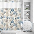 thumbnail image 2 of No Hook Shower Curtain, Coastal Nautical Shower Curtains for Bathroom with See Through Top Window, Beach Ocean Starfish Seashells Coral Waterproof & Washable Bath Curtain Stall 48"x72", 2 of 9