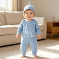 thumbnail image 2 of mgoYE Newborn Baby Boy Clothes Letter/Pattern Printed Romper Jumpsuits One Piece Infant Coming Home Outfit 1/2/3Pcs Clothing Set(Light Blue,3-6 Months), 2 of 9