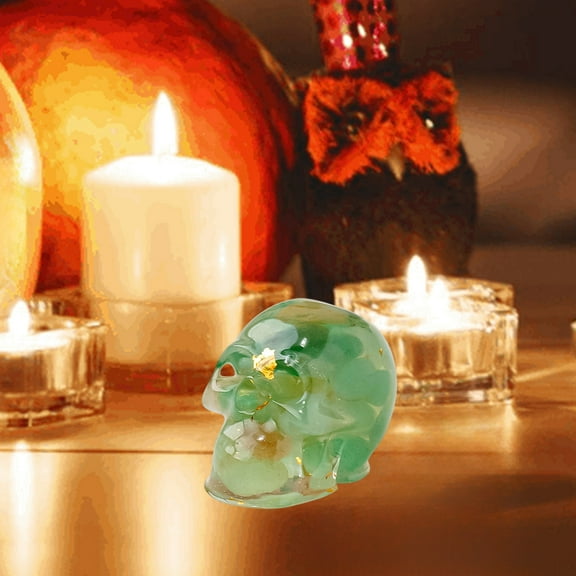 Mecorevxz Halloween Decorations Ghost Head Gifts Natural Crystal Gravel Drip Resin Skull Skull Resin Crafts Halloween Gifts