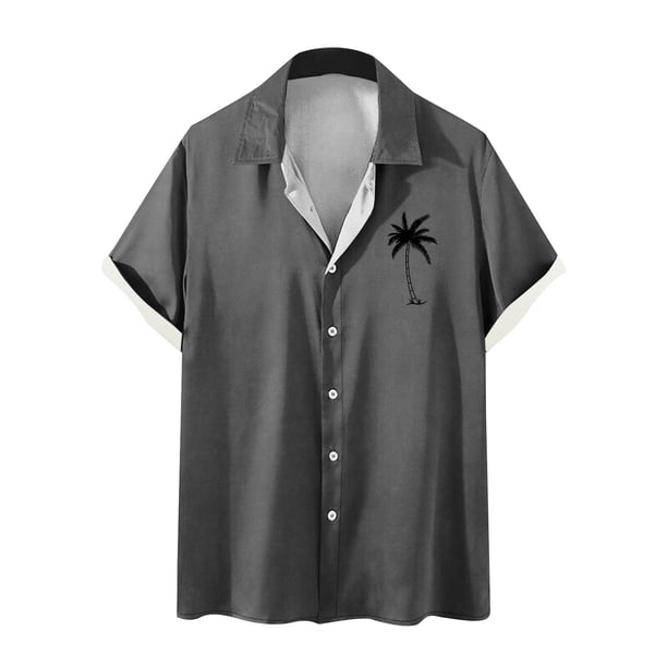 Camisas de Manga Larga para Hombres Blusa Cómoda de Cuello de Impresión, Camisa Casual de Poliéster para Uso Diario, de Fiesta Y de Primavera de Verano