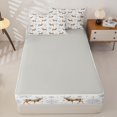 thumbnail image 4 of Castle Fairy Winter Deer Snowflake Zipper Queen Comforter Set with Fitted Sheet and 2 Pillowcases,Merry Christmas Zipper Bedding Set,Brown Gray,Grey Reversible,4 Pieces, 4 of 6