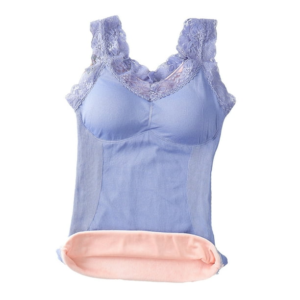 Minnieouse Chinlon, chaleco para mujer, mantenimiento del calor, correa de hombro Flexible, lavable, reutilizable, encaje de repuesto, ropa Ropa interior Azul Tamaño libre
