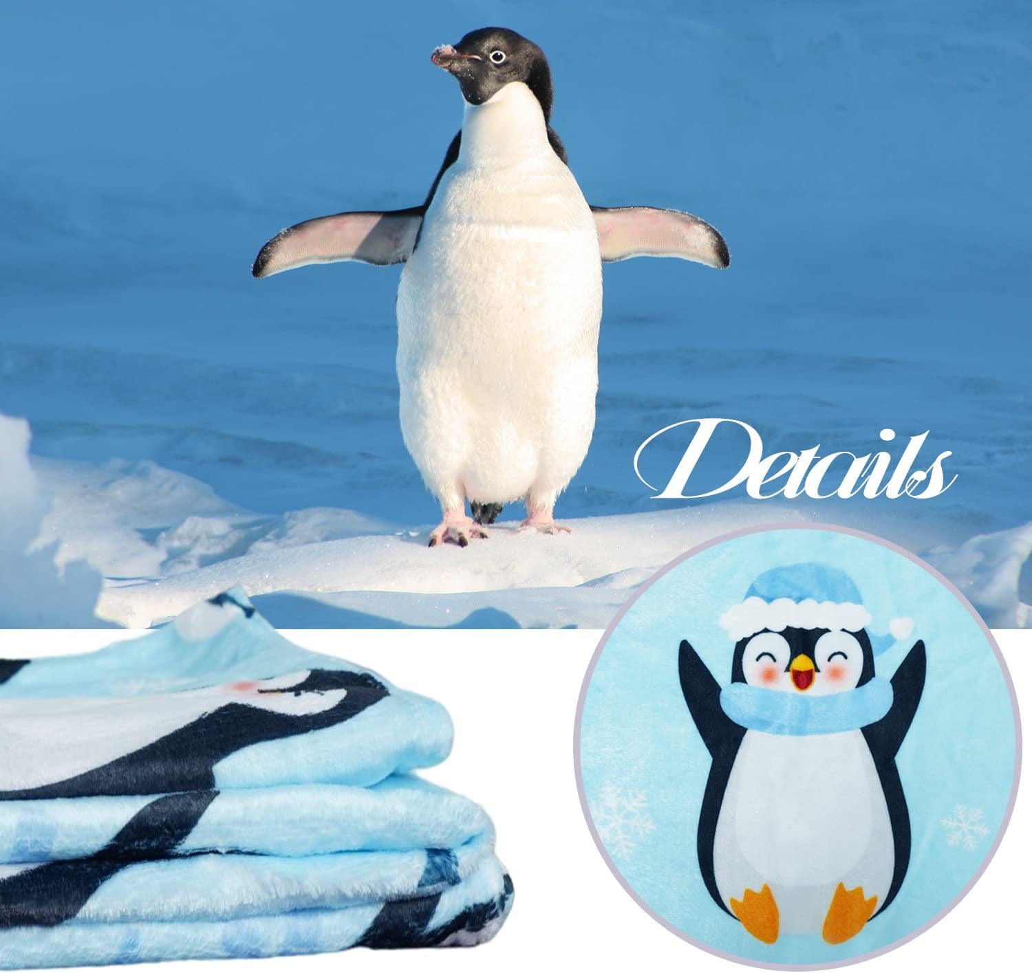 Penguin Blanket Cute Penguin Gifts for Women Men Teens Blue Penguin Throw Blankets Cozy Soft Kawaii Snowflake Cartoon Plush Blanket Christmas Birthday Gifts Penguins Stuff Decor 50x60 inch Walmart.c...