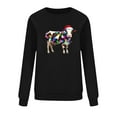 thumbnail image 4 of Women's Christmas Dairy Cow Graphic Sweatshirt - Cute Xmas Lights Santa Hat Pullover, Cotton Blend Ugly Christmas Pajama Style Top, 4 of 6