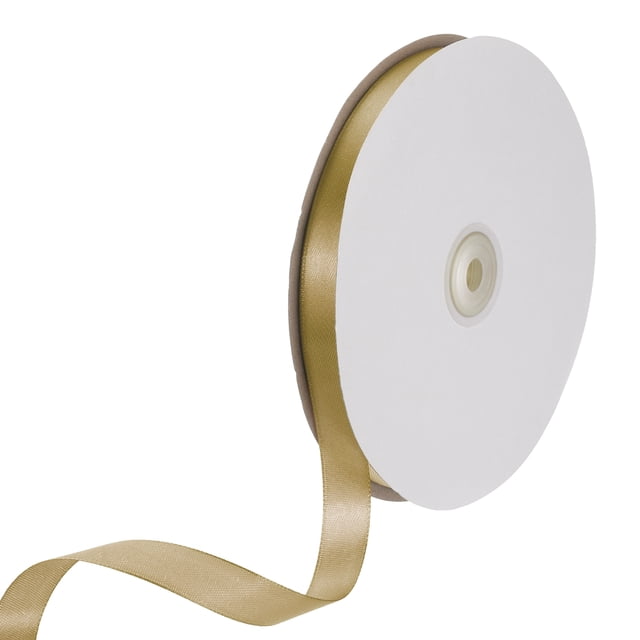 Cinta de satén Uxcell, cinta de satén de poliéster de cara simple para envoltura de regalos, manualidades Oro Champán 5/8 pulgadas