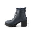 thumbnail image 2 of BLISSFUL STEP Woen's Back to School Ankle Boots Faux Leather Lace Chunky Heel Platform Zipper Combat Boots Navy Blue 7, 2 of 7
