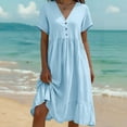 thumbnail image 2 of Womens Sundresses Summer Floral Fashion Solid Sleeveless V-Neck Dresses Elastic Waist Lightweight Maxi Wedding Guest Dress Beach Vacation Outfits, 2 of 6